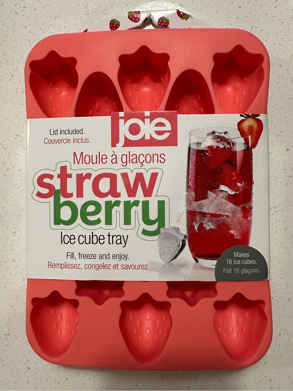 Joie Strawberry Silicone Ice Cube Tray - Red NWT